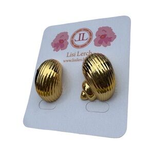 Lisi Lerch Soleil Gold Plated Shell Earrings Clip On Pierced Style